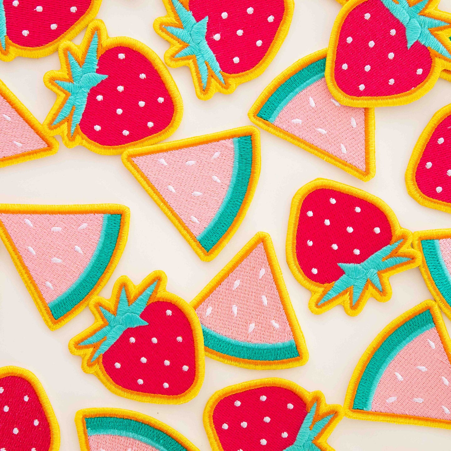 Watermelon and Strawberry Embroidered Patches - 2 Pack