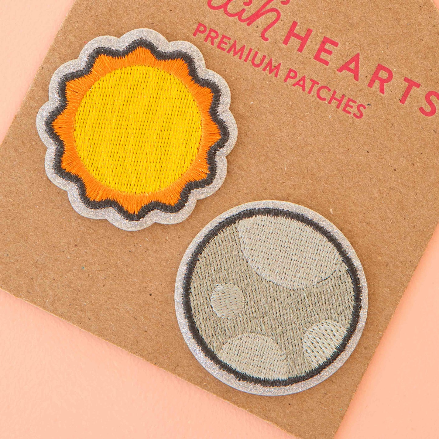 Sun and Moon Embroidered Patches - 2 Pack