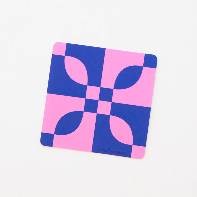 Blue and Pink Quilt Block Sticker