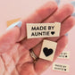 Organic Cotton Sew In Labels - Made by Auntie + Black Hearts Multipack - 8 pack