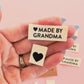 Organic Cotton Sew In Labels - Made By Grandma + Black Hearts Multipack - 8 pack