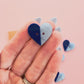 Blue Two Toned Heart Buttons - 1" (25mm) - 6 pack