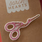Pink Stork Scissor Iron-On Patch