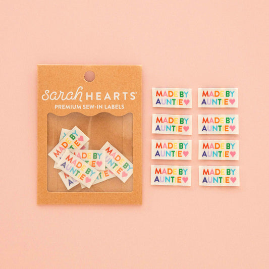 Made by Auntie Woven Sewing Labels Rainbow Colors