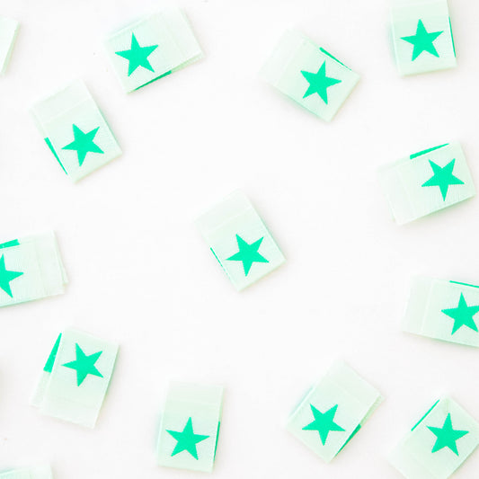 Mint Green Star Woven Labels