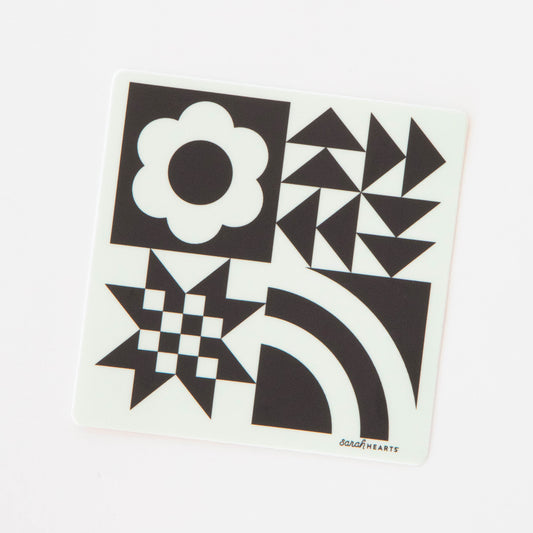 Black and White Quilt Block Sticker