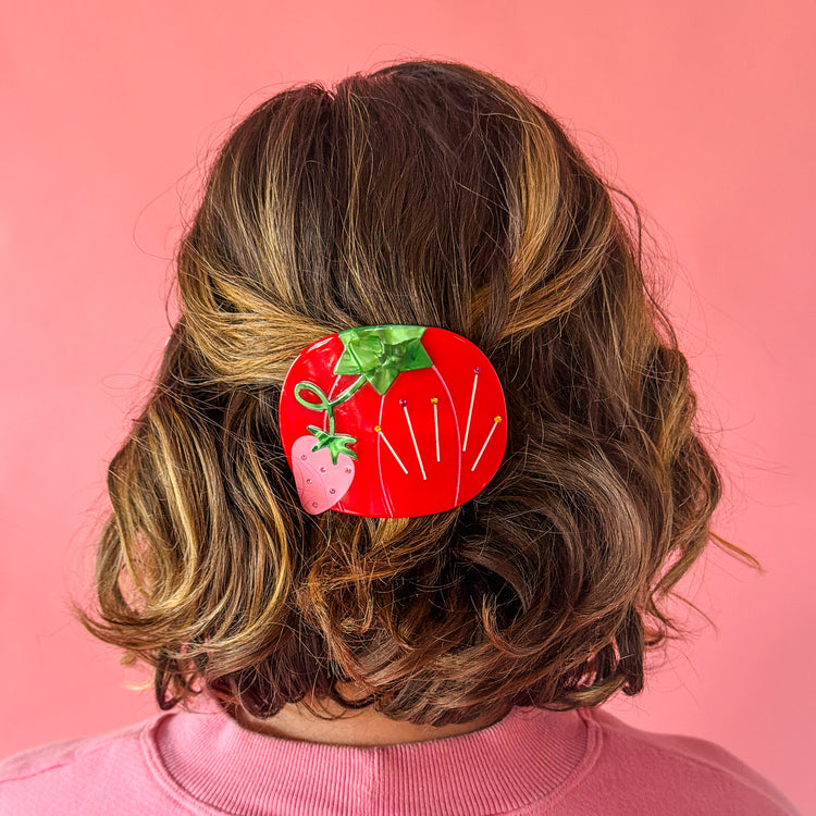 Sewing Tomato Pincushion French Barrette