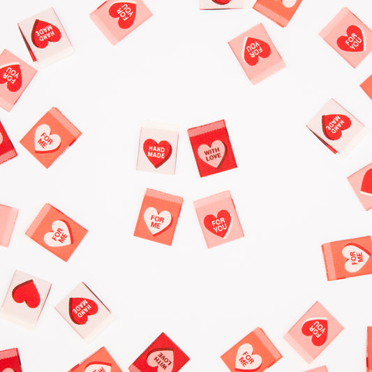 Valentine's Red Candy Heart Woven Labels
