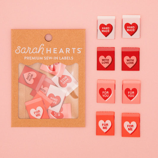 Valentine's Red Candy Heart Woven Sewing Labels