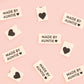 Organic Cotton Sew In Labels - Made by Auntie + Black Hearts Multipack - 8 pack