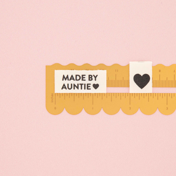 Organic Cotton Sew In Labels - Made by Auntie + Black Hearts Multipack - 8 pack
