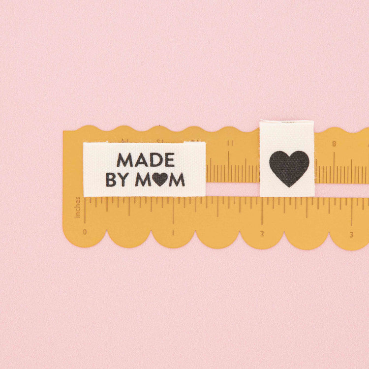 Organic Cotton Sew In Labels - Made by Mom + Black Hearts Multipack - 8 pack