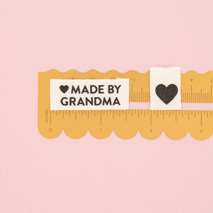 Organic Cotton Sew In Labels - Made By Grandma + Black Hearts Multipack - 8 pack