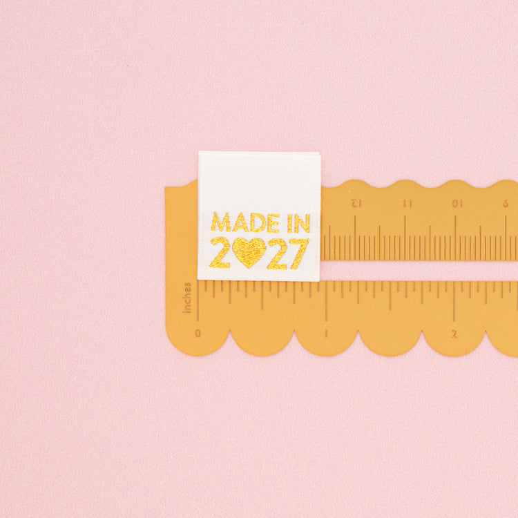 Woven Sew In Labels - Gold Made in 2027 - 8 pack