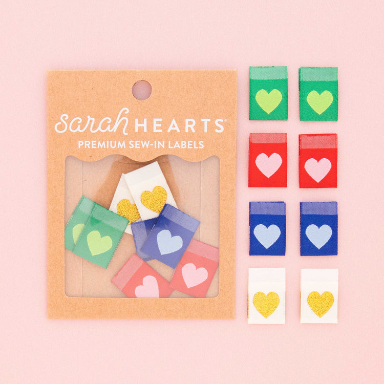 Woven Sew In Labels - Holiday Hearts Multipack - 8 pack
