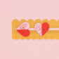 Red + Pink Two Toned Heart Buttons - 1" (25mm) - 6 pack