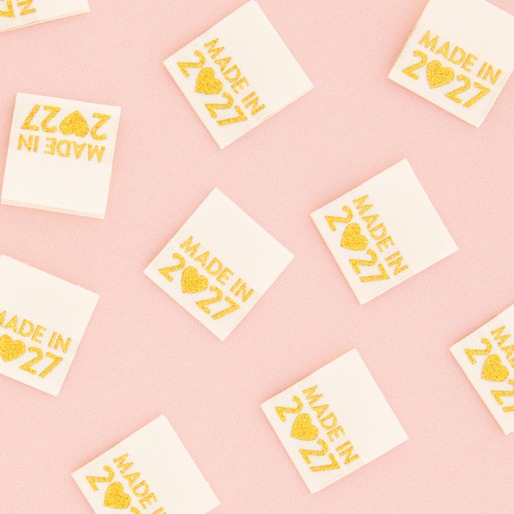 Woven Sew In Labels - Gold Made in 2027 - 8 pack