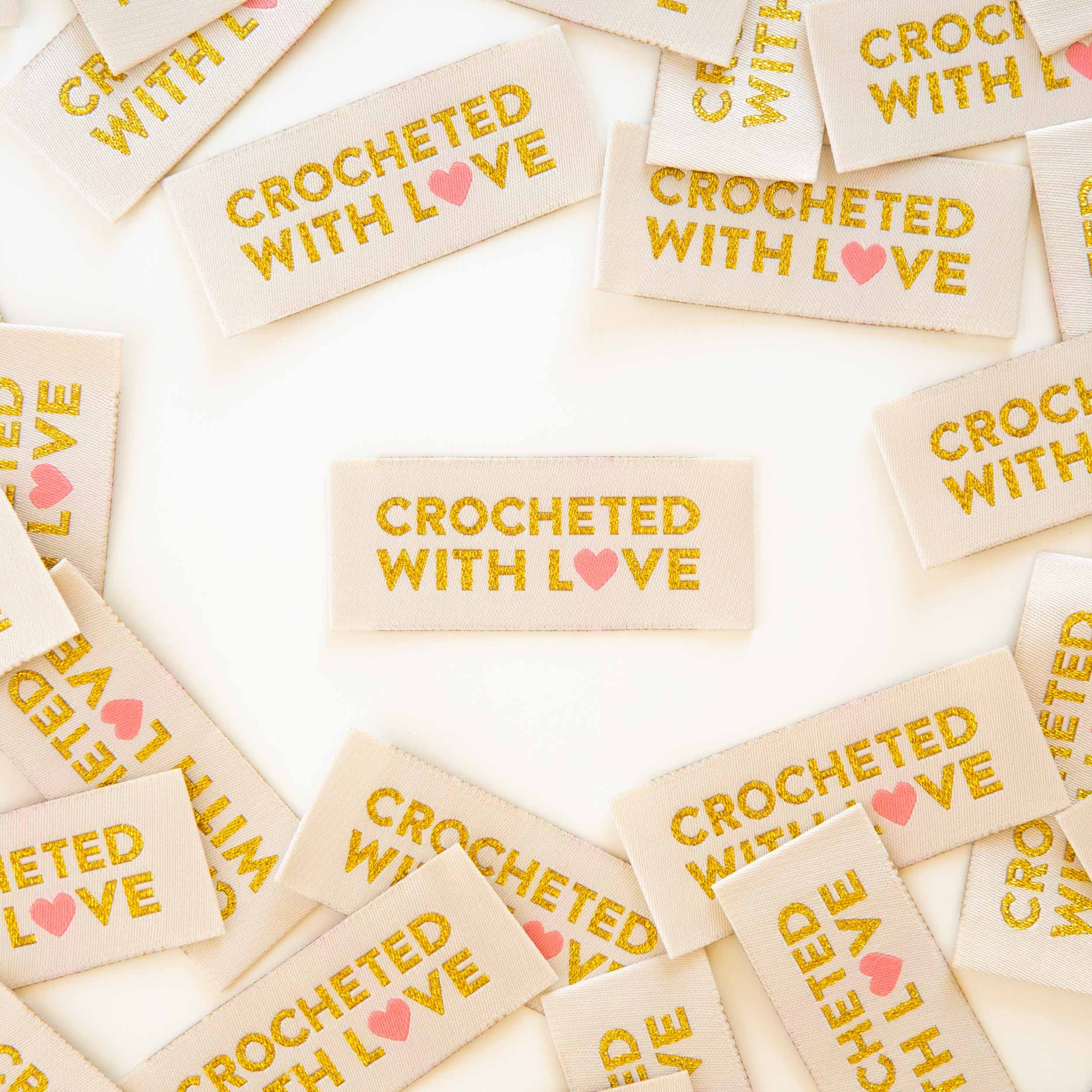 Crocheted with Love Woven Labels – Sarah Hearts