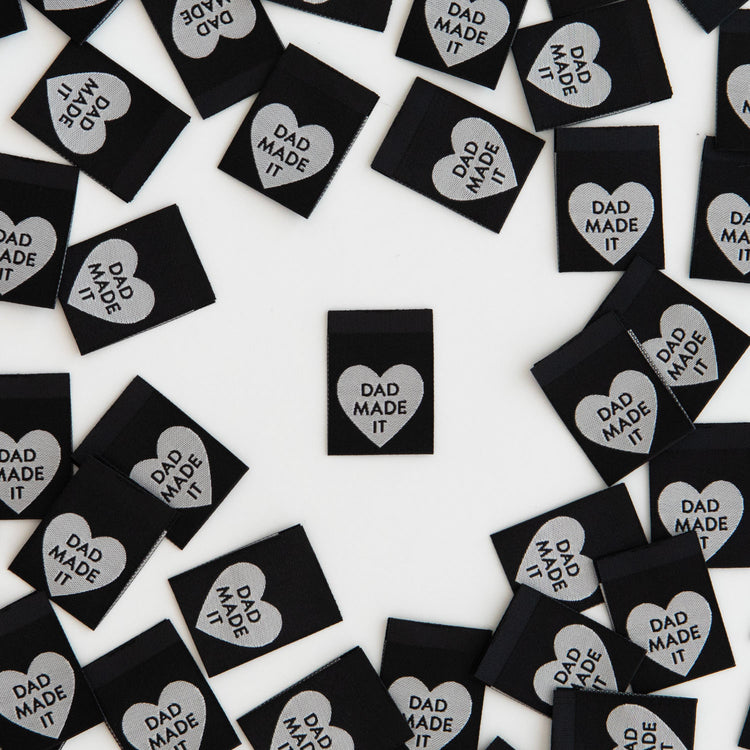 Dad Made It Heart Woven Labels