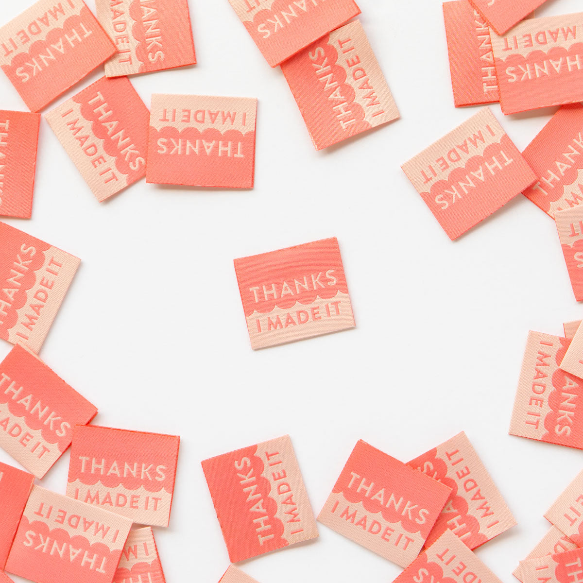Thanks I Made It Coral Woven Labels