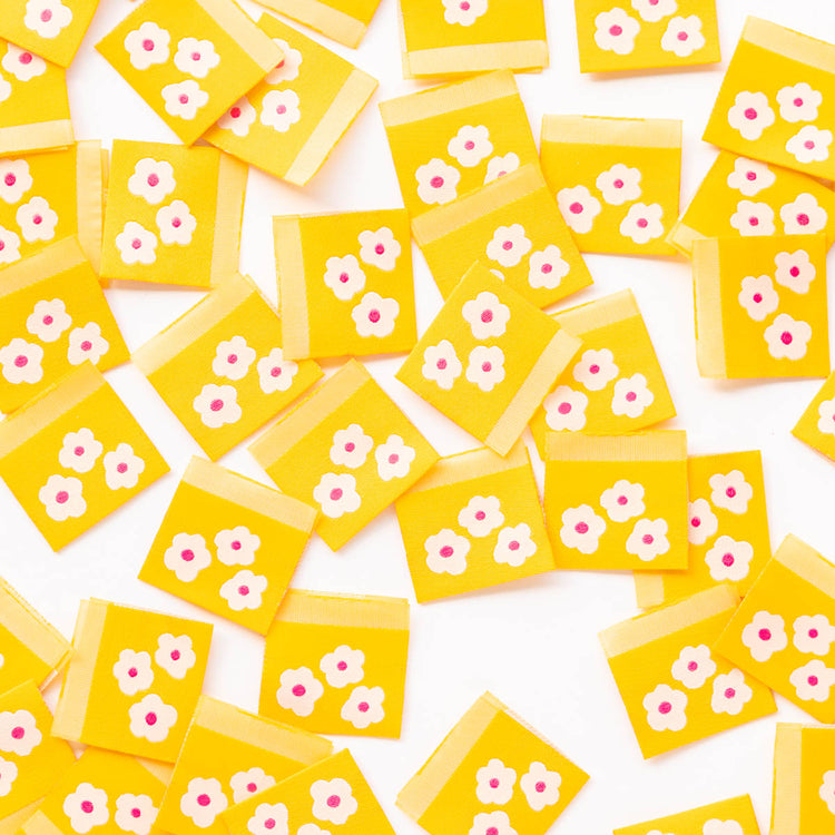 Yellow Daisy Woven Labels